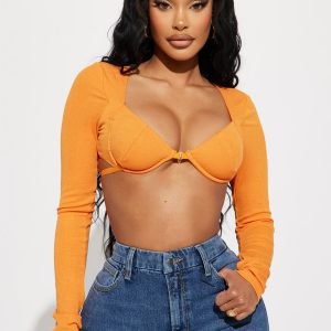 Jasmine Ribbed Crop Top - Orange